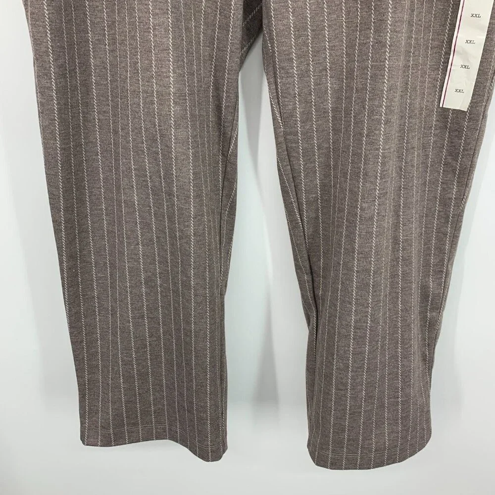 A New Day Pants Stripe Pull On High Rise Crop Straight Taper Ankle_6